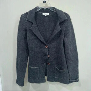 Cocogio Cardigan/Jacket Button‎ Down Gray  Wool Blend Made In Italy Womens Sz M